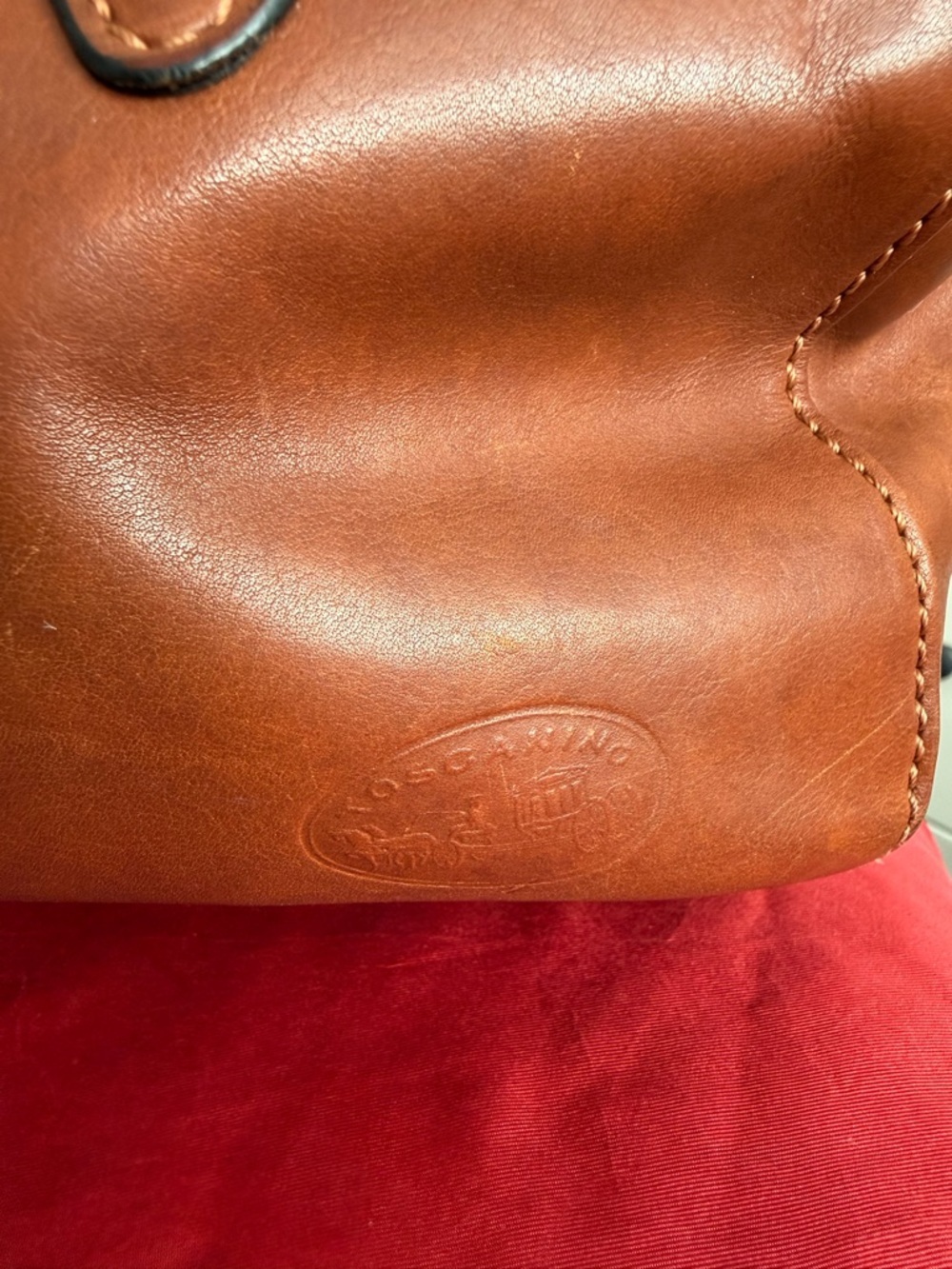 Vintage Italian Leather Satchel Bag Toscanino Brown Brass Hardware - Picture 3 of 15